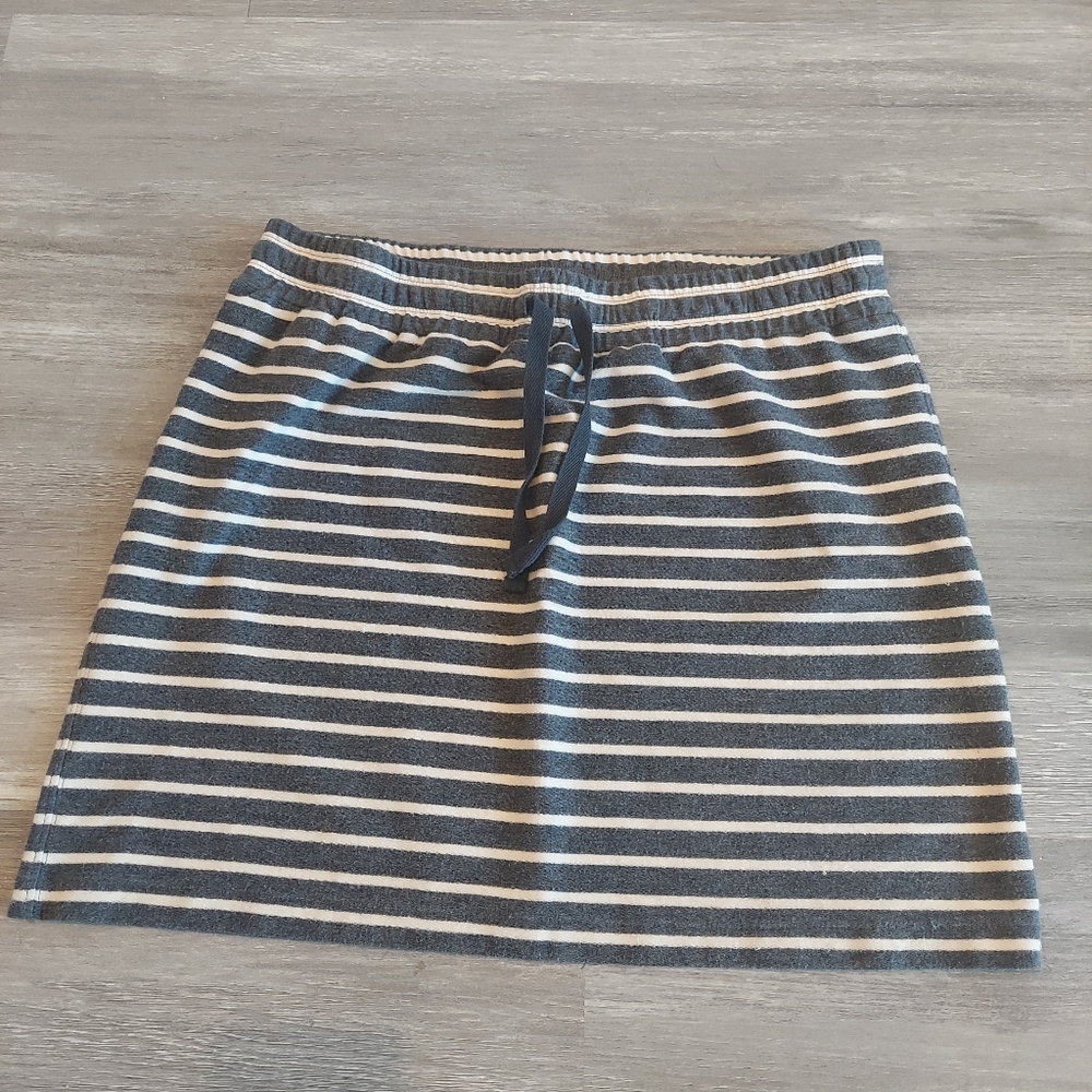 Ann Taylor Loft Skirt Casual Soft Stripes Gray White Drawstring Women M - Picture 1 of 1